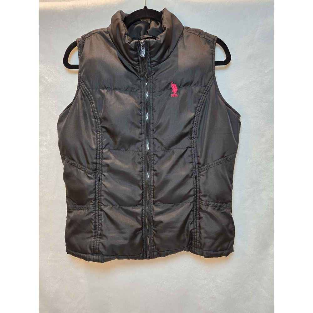 U.S. Polo Assn. Puffer Vest‎  Women's Black Size Large Full Zip Sleeveless